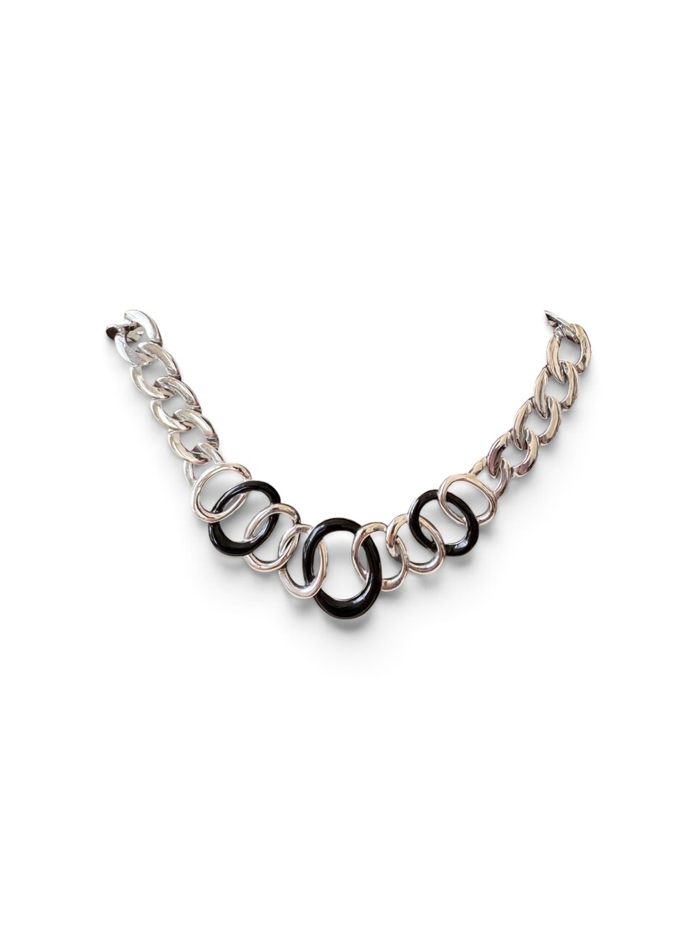 Vintage Napier Silver and Black Link Statement Necklace